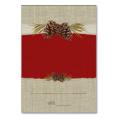 Pine Cones en Burlap Red Zittende Kaart (Voorkant)
