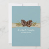 Pine Cones en Burlap Winter Blauw Bruiloft Kaart (Voorkant)