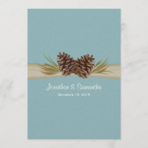 Pine Cones en Burlap Winter Blauw Bruiloft