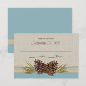 Pine Cones en Burlap Winter Blue Response Kaart (Voorkant / Achterkant)