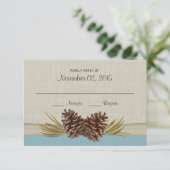 Pine Cones en Burlap Winter Blue Response Kaart (Staand voorkant)