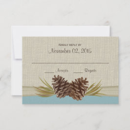 Pine Cones en Burlap Winter Blue Response Kaart