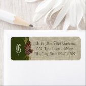 Pine Cones en Burlap Woodland Green Etiket (Insitu)