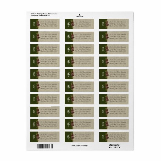 Pine Cones en Burlap Woodland Green Etiket (Full Sheet)