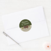 Pine Cones en Burlap Woodland Green Ronde Sticker (Envelop)