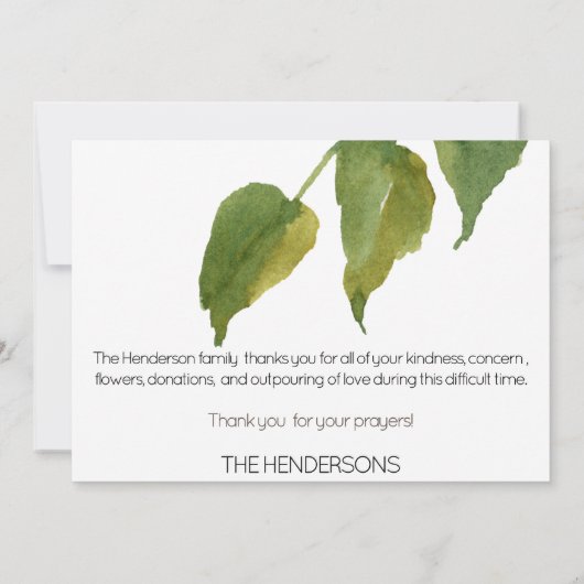 Pine Cones en Foliage Funeral Bedankt (Achterkant)