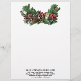 Pine Cones en Holly Berries Business Kerstmis Briefhoofd