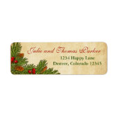 Pine Cones en Holly Berries Retouradres Label (Voorkant)