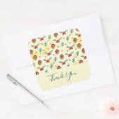 Pine Cones en Holly Kerstpatroon Dank u Vierkante Sticker (Envelop)