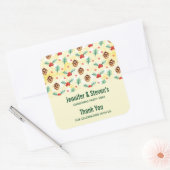 Pine Cones en Holly Kerstpatroon Dank u Vierkante Sticker (Envelop)