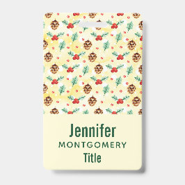 Pine Cones en Holly Kerstpattern Badge