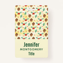 Pine Cones en Holly Kerstpattern Badge