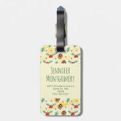 Pine Cones en Holly Kerstpattern Bagagelabel (Achterkant verticaal)