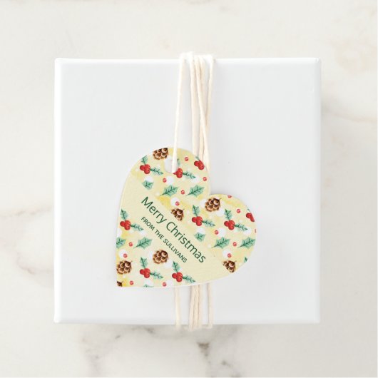 Pine Cones en Holly Kerstpattern Bedankjes Labels (In situ)