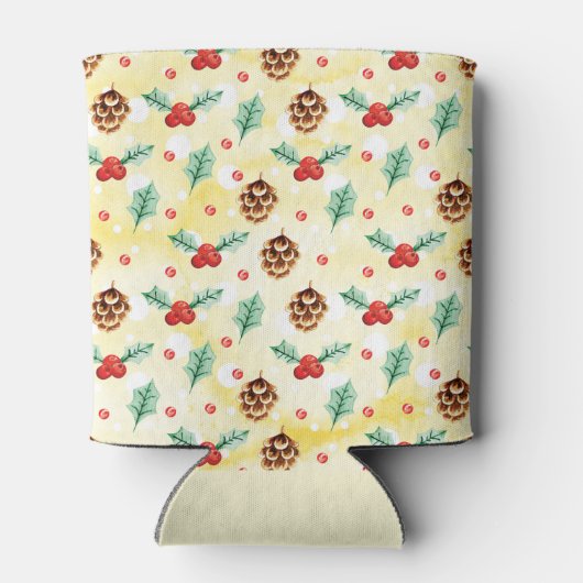 Pine Cones en Holly Kerstpattern Blikjeskoeler (Achterkant)