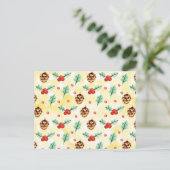 Pine Cones en Holly Kerstpattern Briefkaart (Staand voorkant)