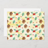 Pine Cones en Holly Kerstpattern Briefkaart (Voorkant / Achterkant)