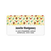 Pine Cones en Holly Kerstpattern Etiket (Voorkant)