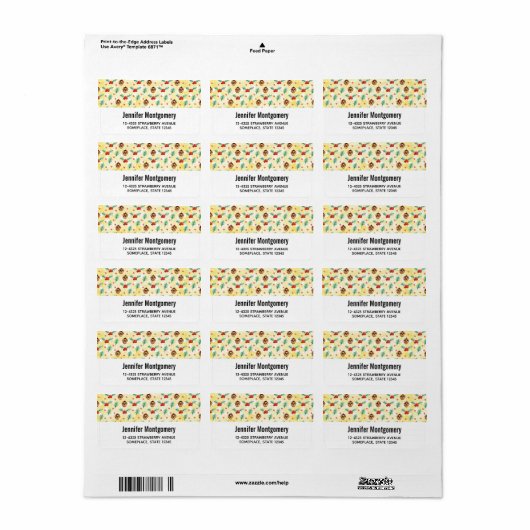 Pine Cones en Holly Kerstpattern Etiket (Full Sheet)