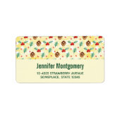 Pine Cones en Holly Kerstpattern Etiket (Voorkant)