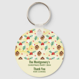 Pine Cones en Holly Kerstpattern Favor Sleutelhanger