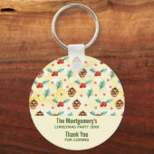 Pine Cones en Holly Kerstpattern Favor Sleutelhanger (Voorkant)