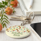 Pine Cones en Holly Kerstpattern Favor Sleutelhanger (Zijkant)