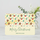 Pine Cones en Holly Kerstpattern Feestdagenkaart (Staand voorkant)