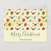 Pine Cones en Holly Kerstpattern Feestdagenkaart (Voorkant)