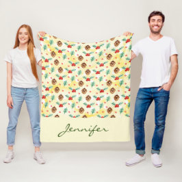 Pine Cones en Holly Kerstpattern Fleece Deken