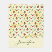 Pine Cones en Holly Kerstpattern Fleece Deken (Voorkant)