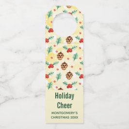 Pine Cones en Holly Kerstpattern Flessenhanger