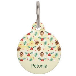 Pine Cones en Holly Kerstpattern Huisdierpenning