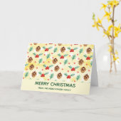 Pine Cones en Holly Kerstpattern Kaart (Gele Bloem)