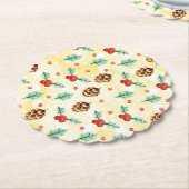 Pine Cones en Holly Kerstpattern Kartonnen Onderzetters (Gekanteld)
