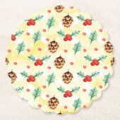 Pine Cones en Holly Kerstpattern Kartonnen Onderzetters (Voorkant)