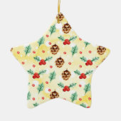 Pine Cones en Holly Kerstpattern Keramisch Ornament (Voorkant)