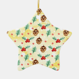 Pine Cones en Holly Kerstpattern Keramisch Ornament