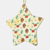 Pine Cones en Holly Kerstpattern Keramisch Ornament (Links)