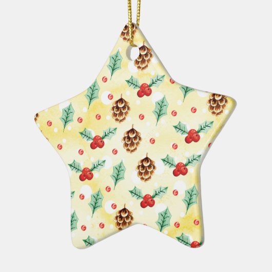 Pine Cones en Holly Kerstpattern Keramisch Ornament (Links)