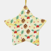 Pine Cones en Holly Kerstpattern Keramisch Ornament (Achterkant)
