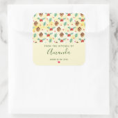 Pine Cones en Holly KerstPattern Kitchen Vierkante Sticker (Tas)
