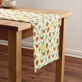 Pine Cones en Holly Kerstpattern Korte Tafelloper