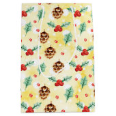 Pine Cones en Holly Kerstpattern Medium Cadeauzakje (Voorkant)