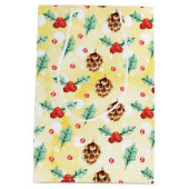 Pine Cones en Holly Kerstpattern Medium Cadeauzakje (Achterkant)