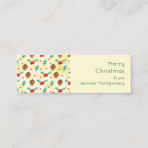 Pine Cones en Holly Kerstpattern Mini Visitekaartje