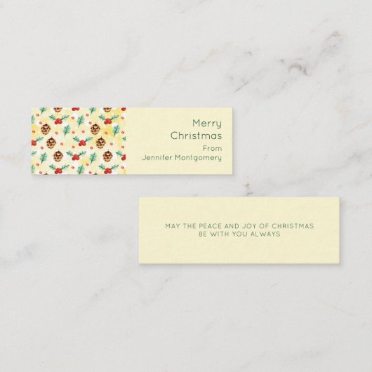 Pine Cones en Holly Kerstpattern Mini Visitekaartje (Voorkant / Achterkant)
