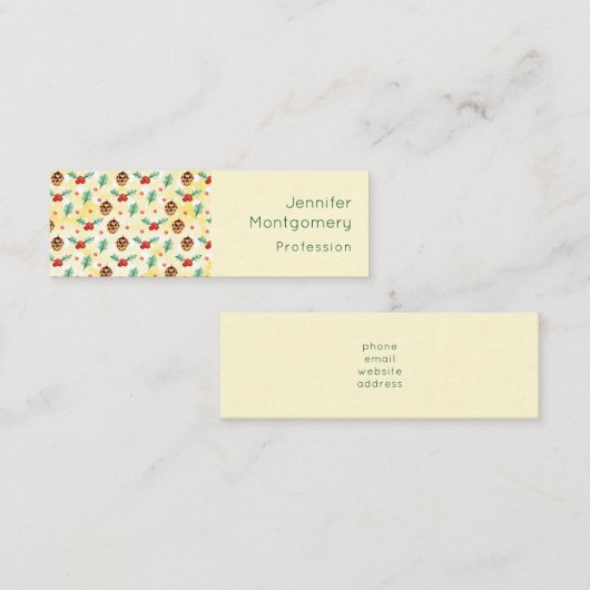 Pine Cones en Holly Kerstpattern Mini Visitekaartje (Voorkant / Achterkant)