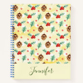 Pine Cones en Holly Kerstpattern Notitieboek (Voorkant)