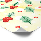 Pine Cones en Holly Kerstpattern Poster (Hoek)